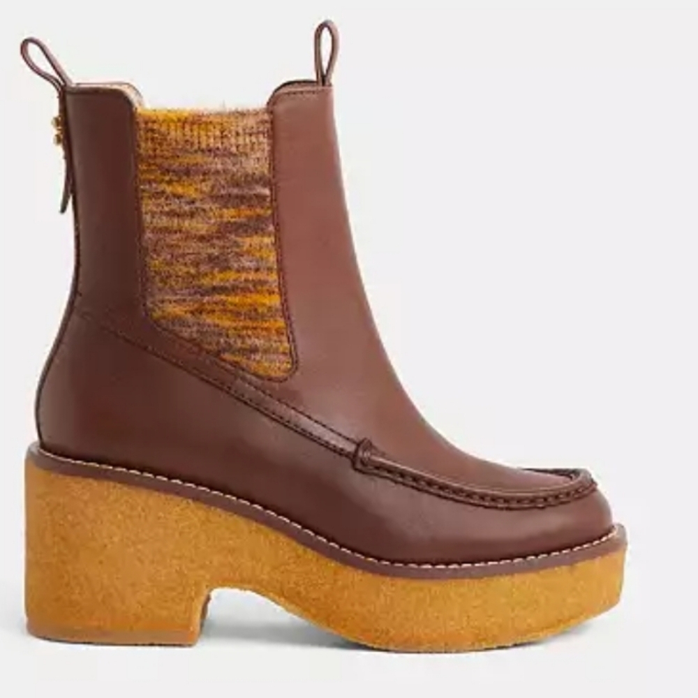Coach Delaney Leather Saddle Booties Size 8